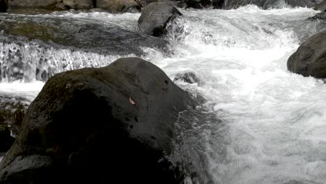 Wildwasser-In-Zeitlupe,-Das-über-Felsen-Fließt