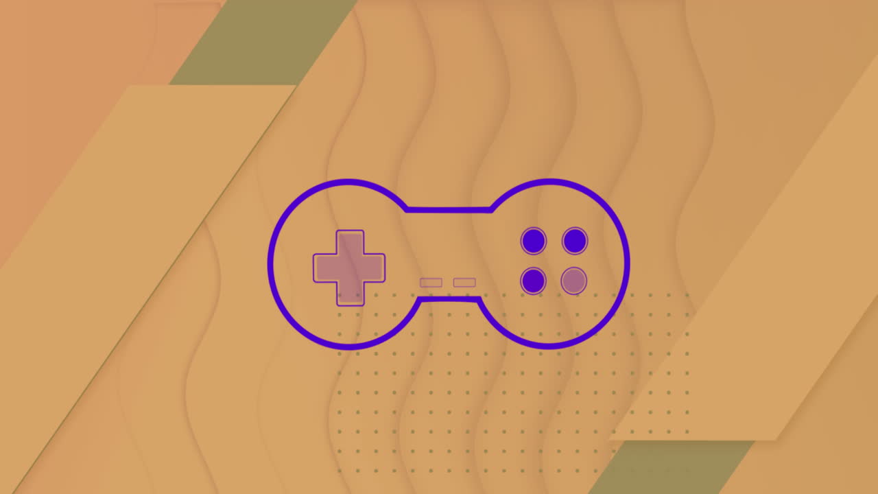 animación del icono del gamepad y las formas sobre fondo naranja