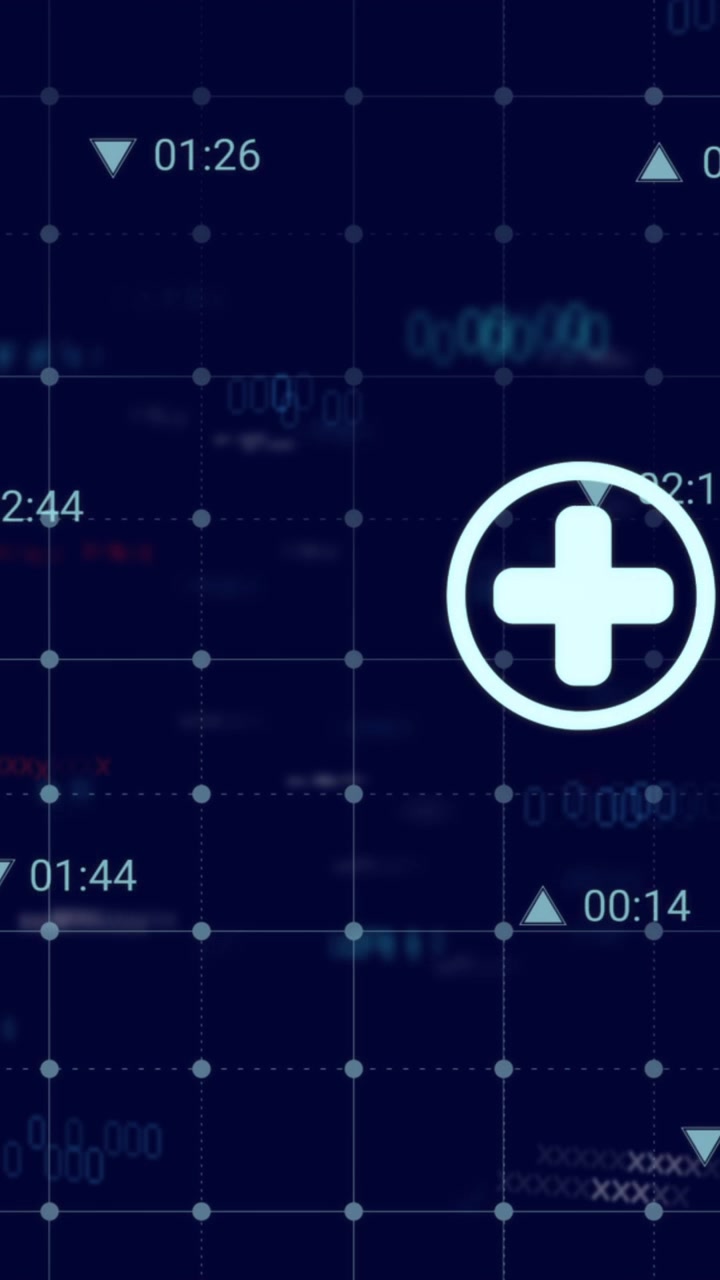 Animation of data processing over dark background