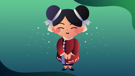 asian culture lady character animation