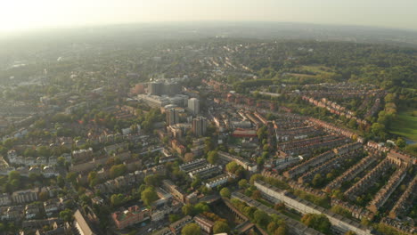 Aerial-shot-over-Kentish-town-towards-Royal-Free-Hospital-London