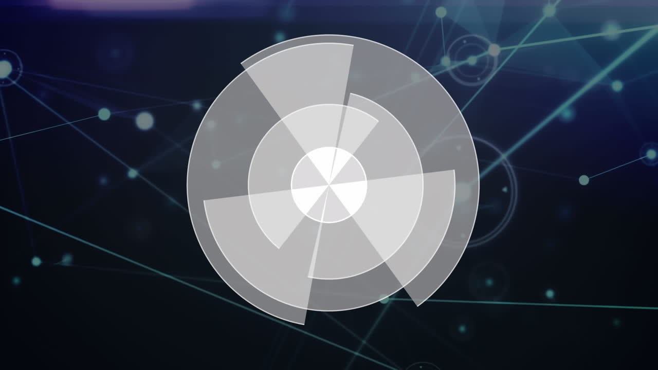 어두운 배경에서 범위와 연결 네트워크의 애니메이션