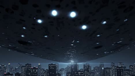 ufo over city at night