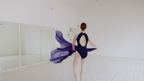 Ballet,-studio-and-woman-dance-with-fabric