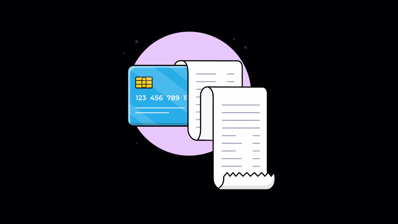 Animated Credit Card with Extending Financial Receipt