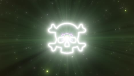 aterrador cráneo y huesos contorno forma halloween luz de neón túnel nocturno - 4k sin costuras vj bucle de movimiento animación de fondo