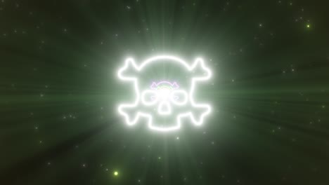 scary skull and bones outline shape halloween neon light night tunnel - 4k seamless vj loop motion background animation