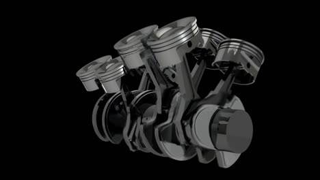 slow motion rotating v8 engine pistons on a crankshaft - loop