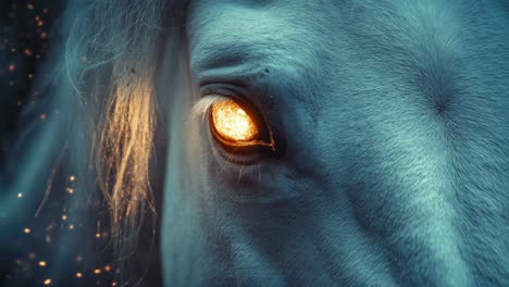 glowing eye of a majestic horse