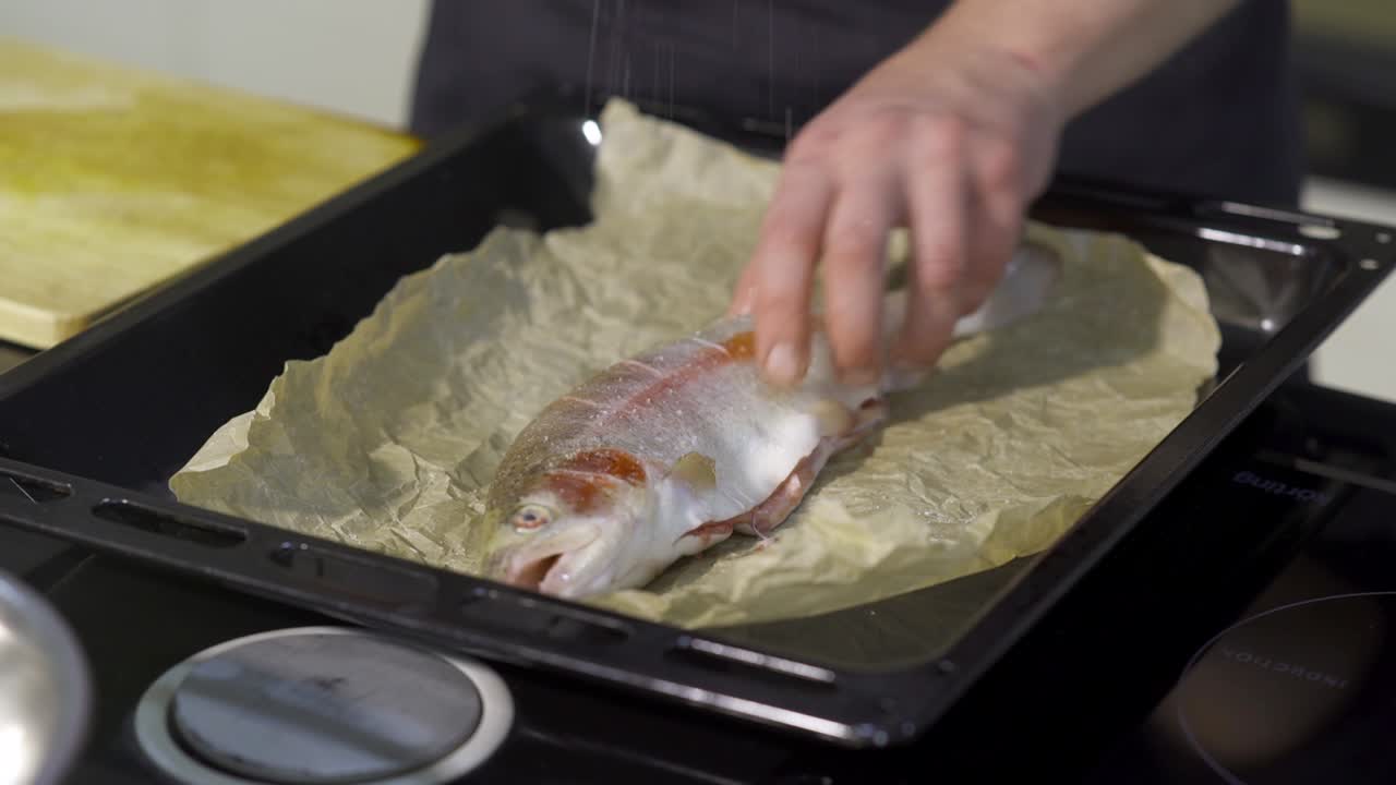 Preparing a Baked Trout