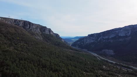 highway traffic on rugged pyrenees mountain pass in basque country