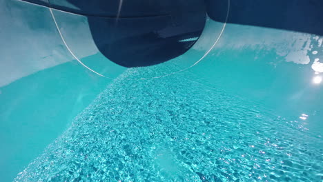 first-person view, the descent from the waterslide on holiday