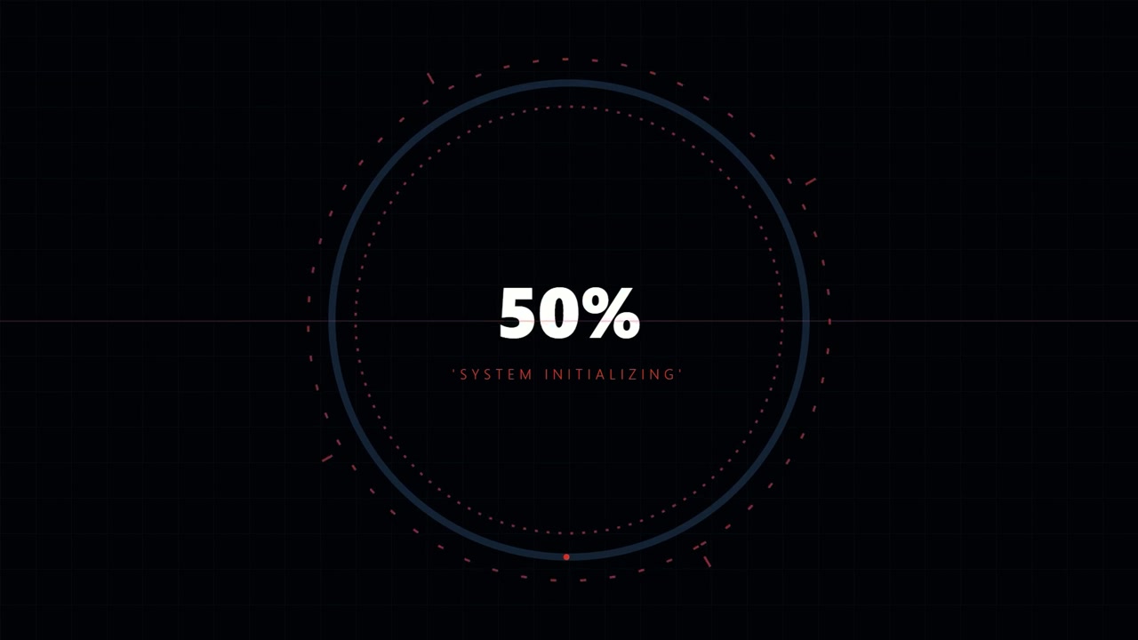 Digital Loading Progress Circle with System Initializing Text