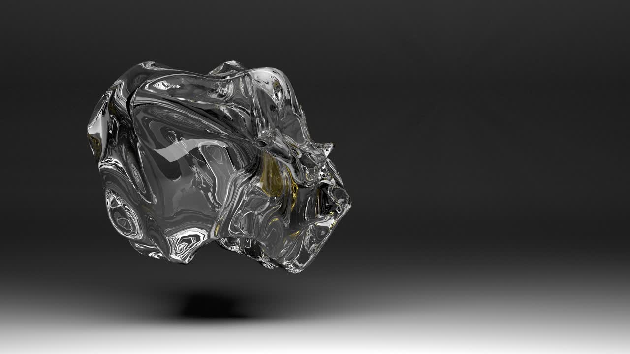 la piedra de vidrio gira sobre un fondo negro en un bucle