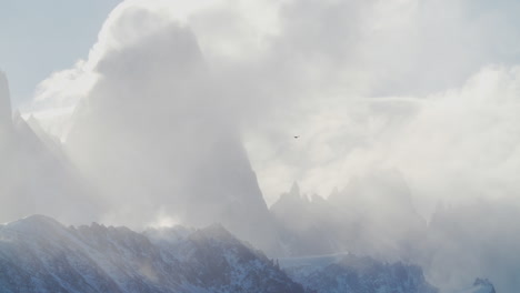 Ein-Vogel-Fliegt-über-Eine-Riesige-Bergkette