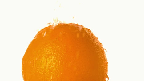 water falling on an orange