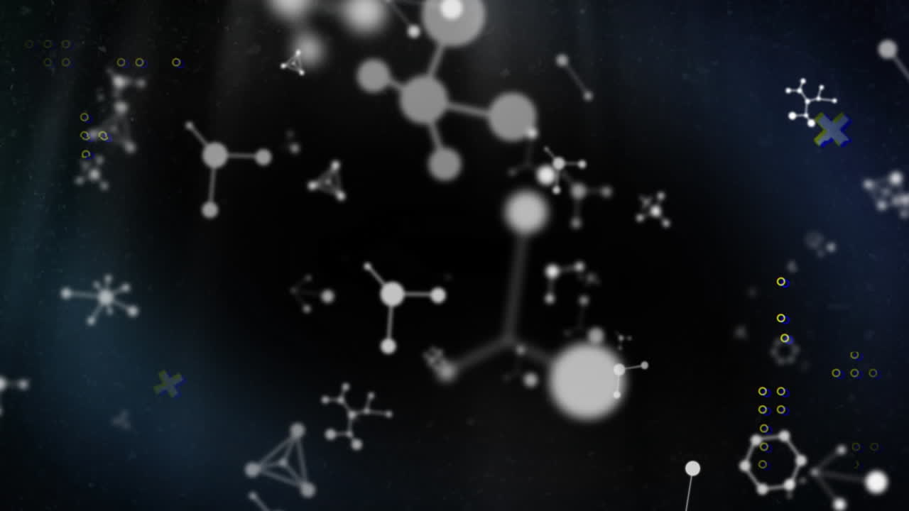 animación de conexiones y cruces blancas, moviéndose sobre un fondo negro