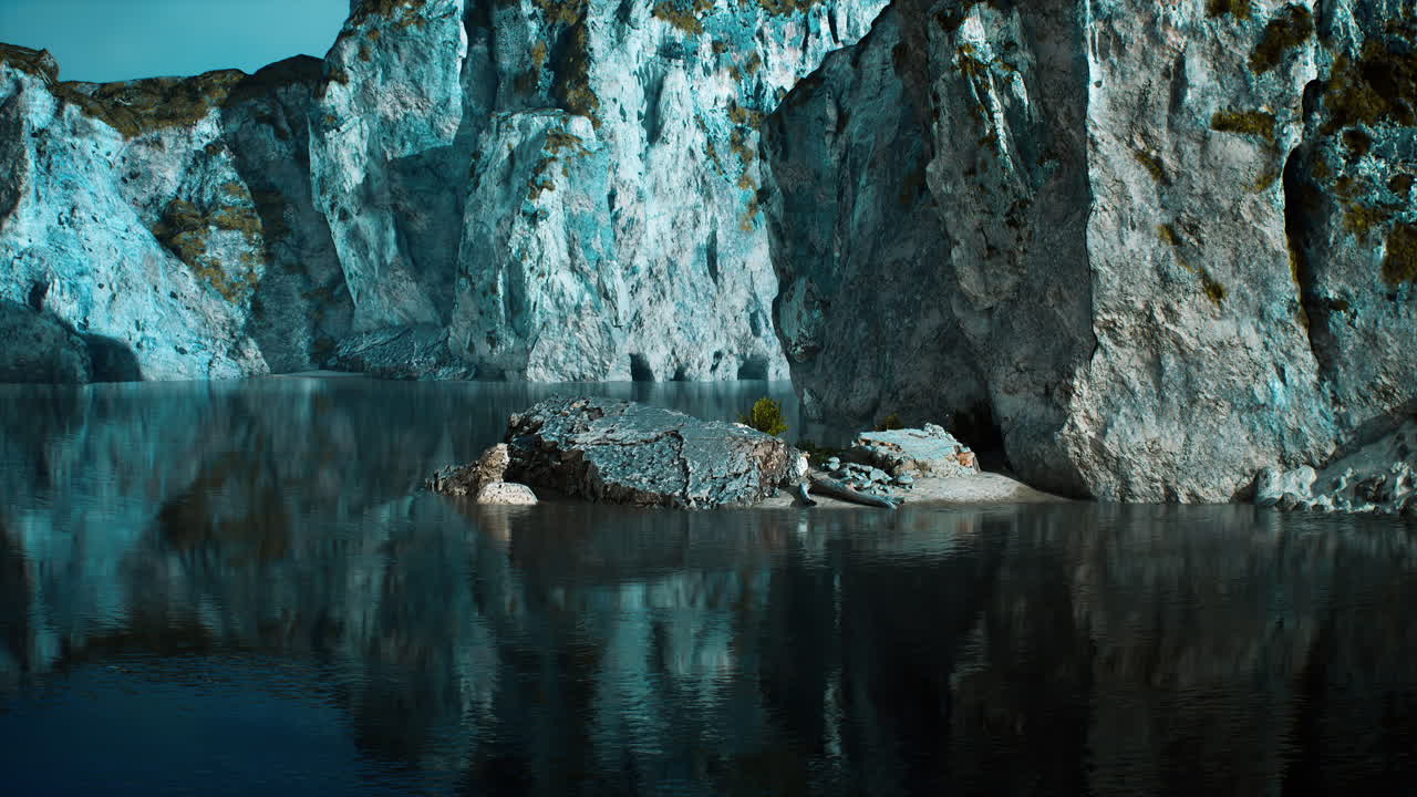 ⁇ 은 날 바다 속의 바위 절벽