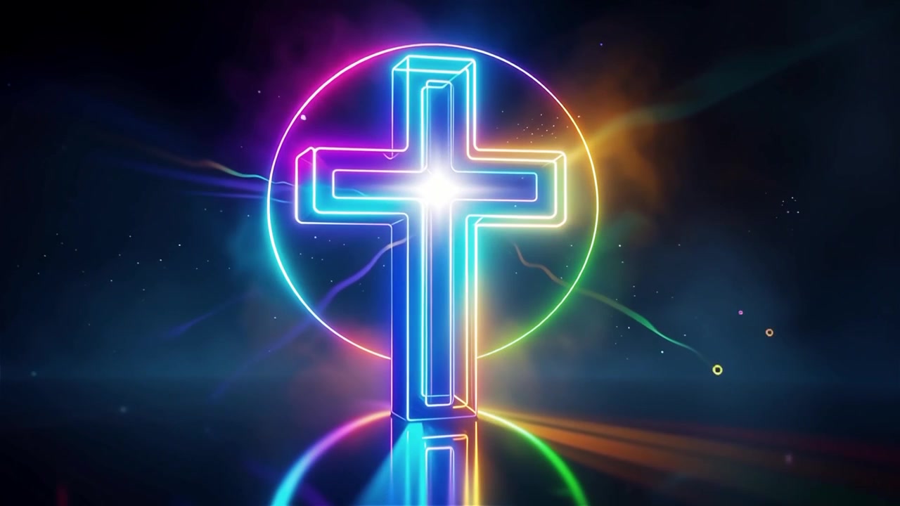 Croce Cristiana Luce Celestiale Sfondo per il Culto.