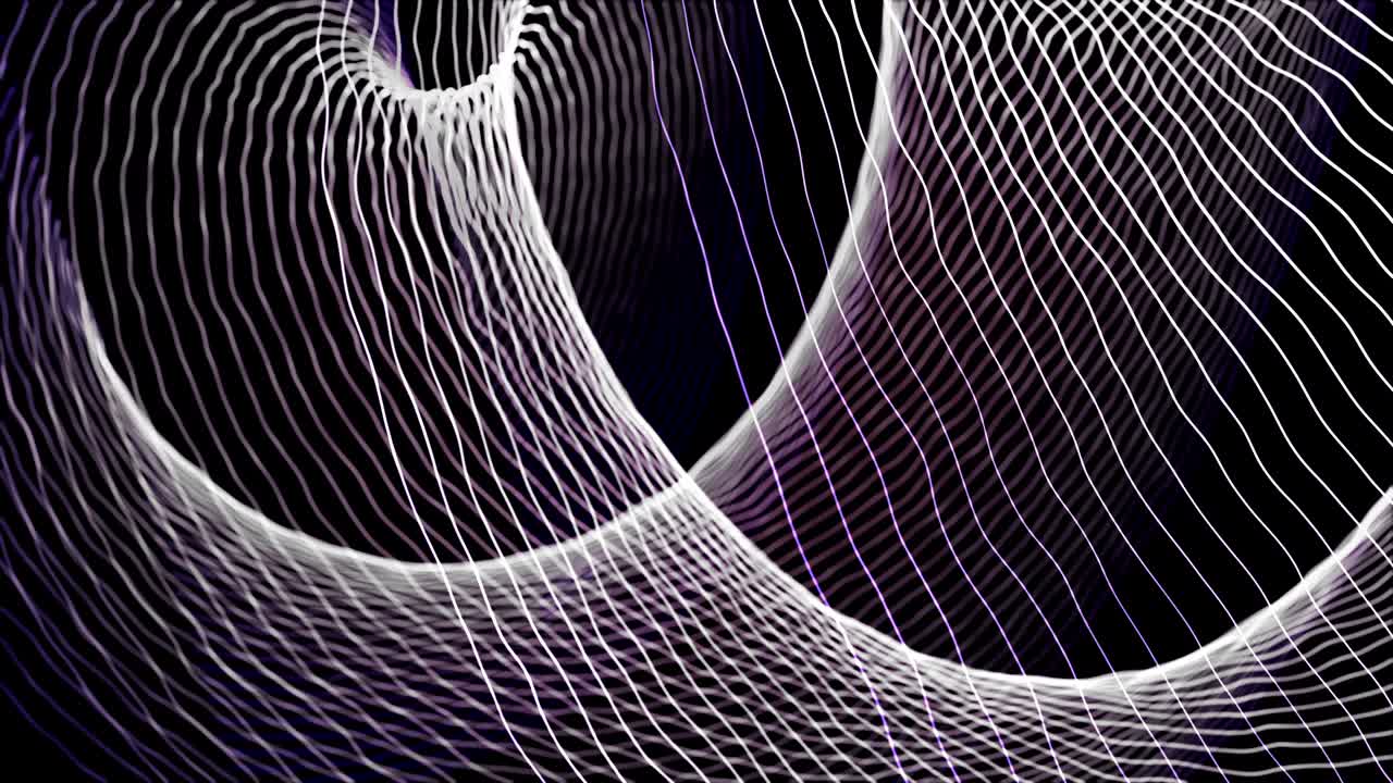 Bright abstract dancing line background neon glow futuristic loop purple