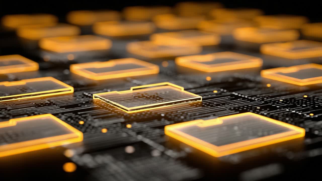 Dynamic Visualization of Advanced Microchip Technology and Circuitry Showcasing Processors and Integrated Components with a Neon Glow Effect