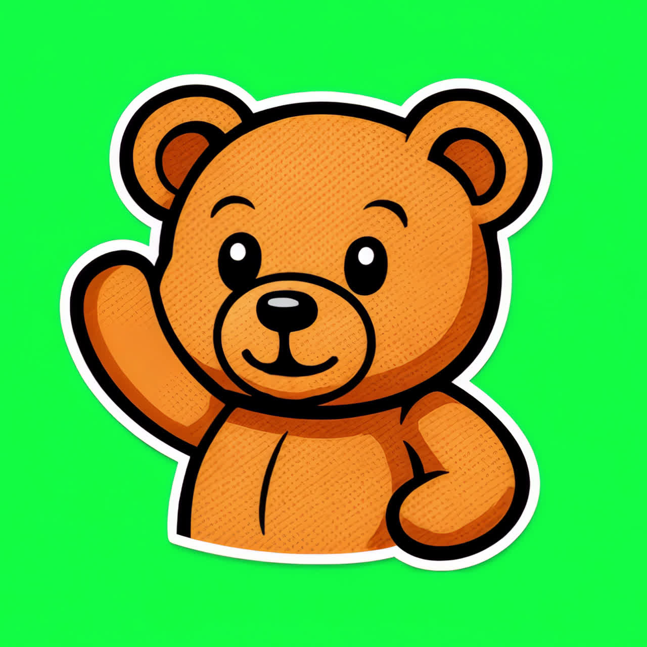 Ursinho de pelúcia de desenho animado fofo acenando, animação de recurso isolado, vídeo transparente em 4K, canal alfa, ProRes