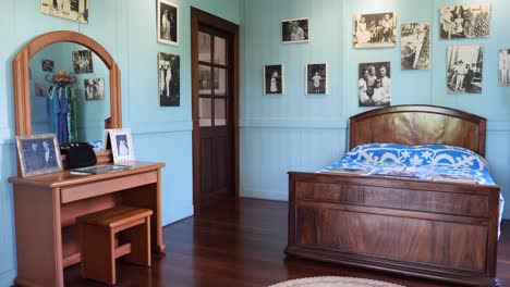 vintage bedroom with family photos