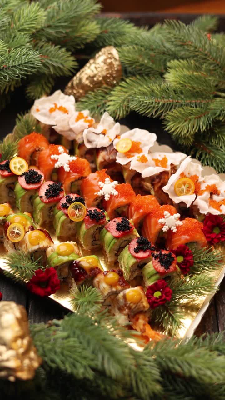 plato de sushi de navidad