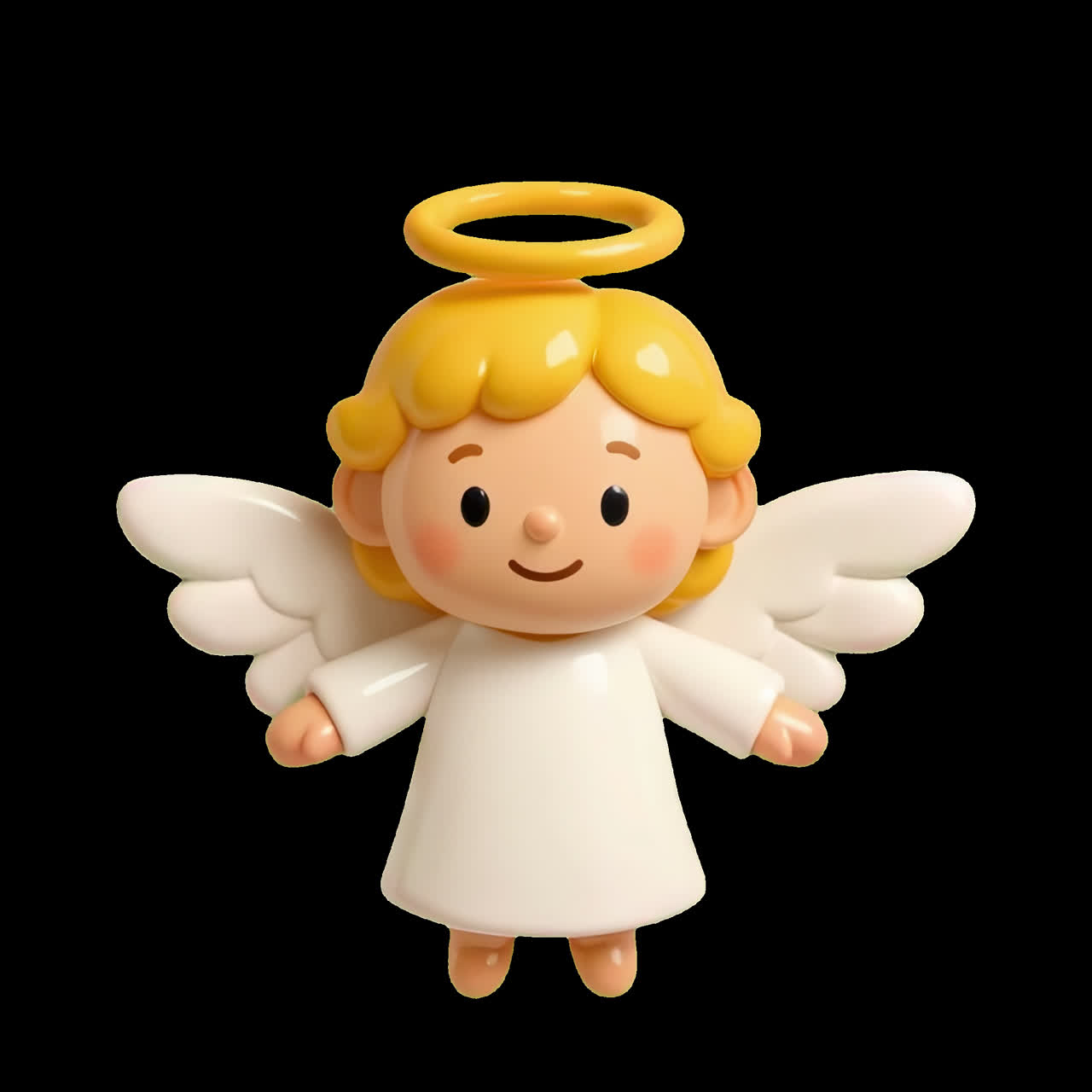Cute angelic cartoon character animation isolated asset, transparent 4K video, alpha channel, ProRes