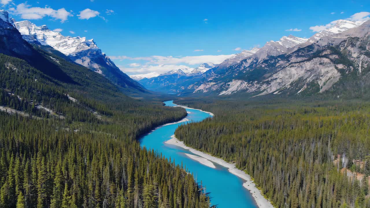 Turquoise River Winding Through a Mountain Valley