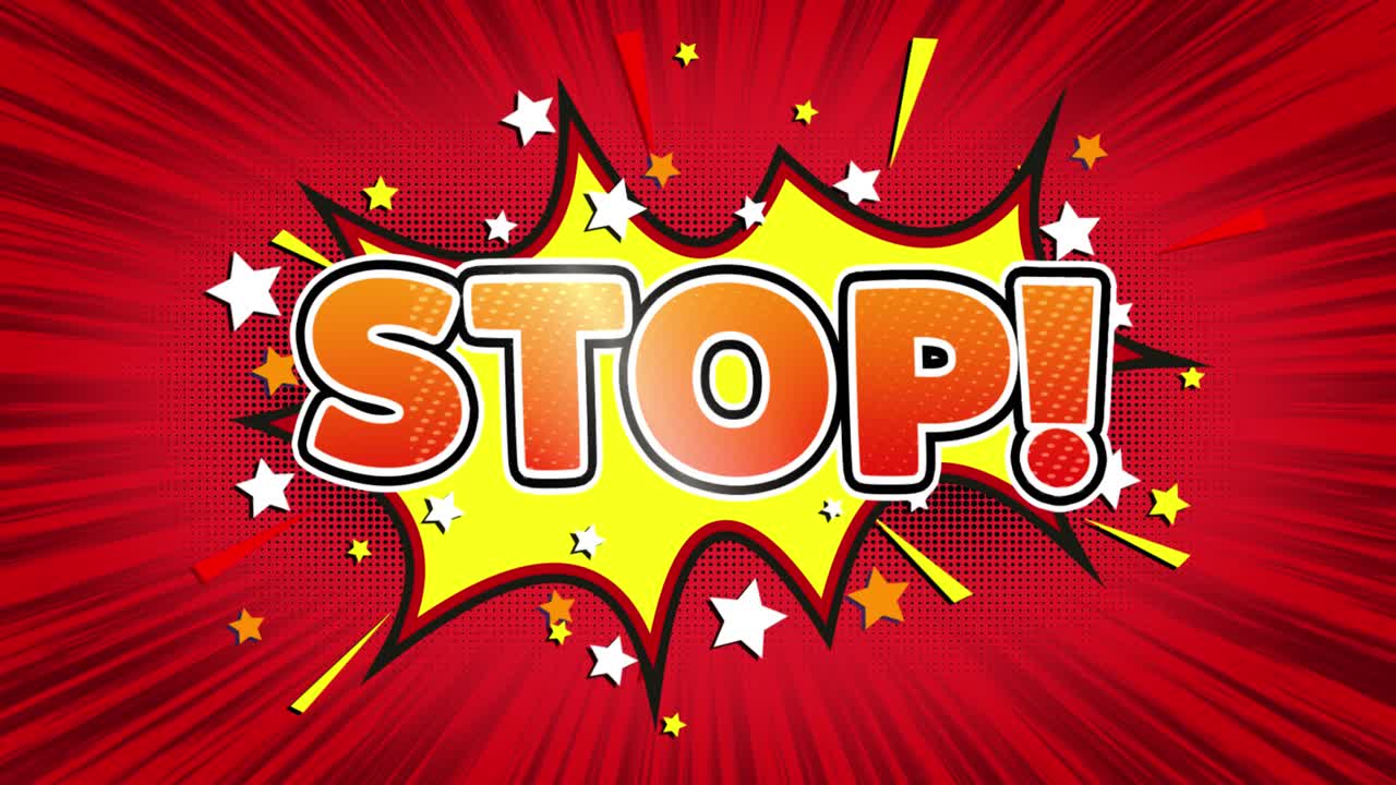 Stop text pop art style expression retro comic bubble expression cartoon illustration isolated flat