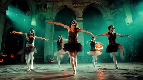 spooky ballet dancers in halloween costumes