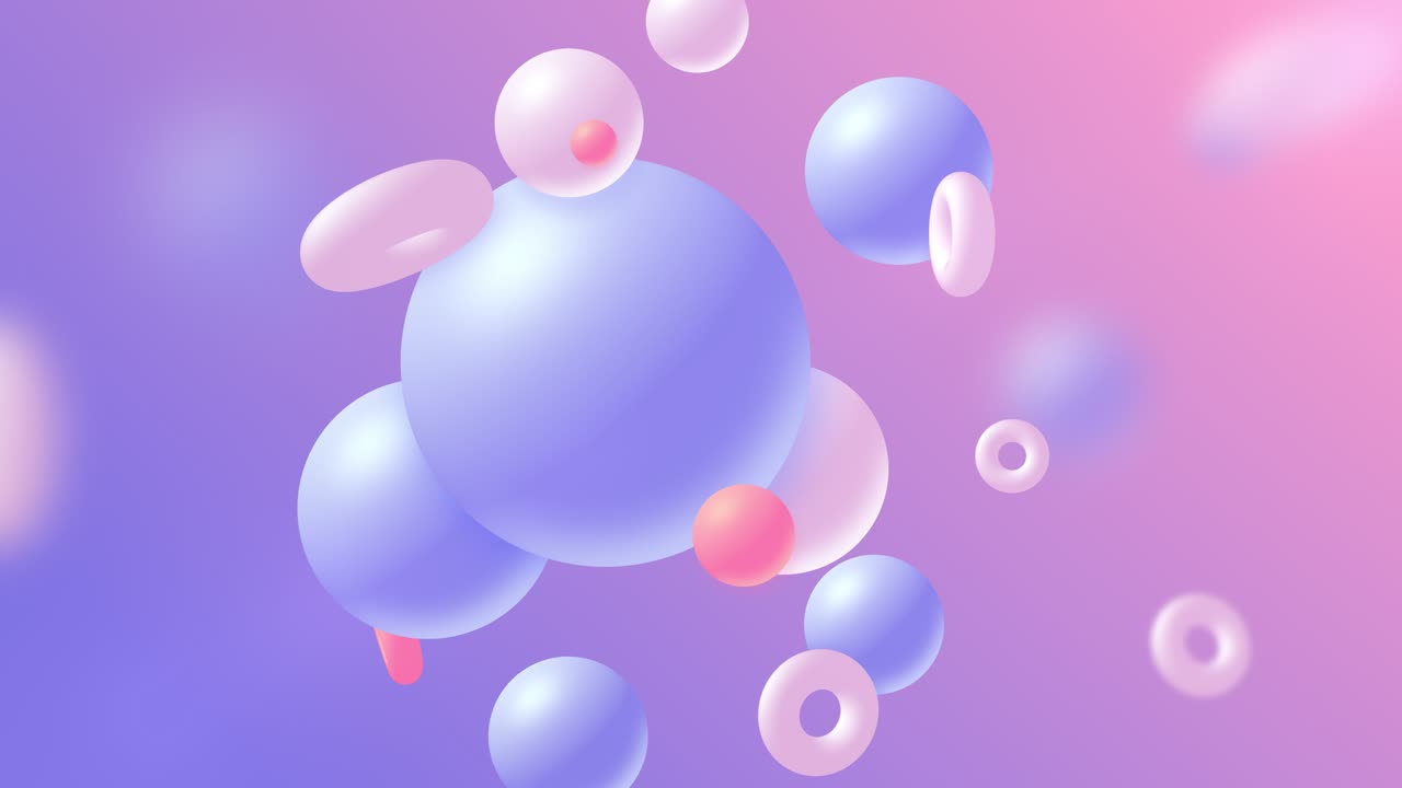 Soft pastel background with 3D objects. Loop.