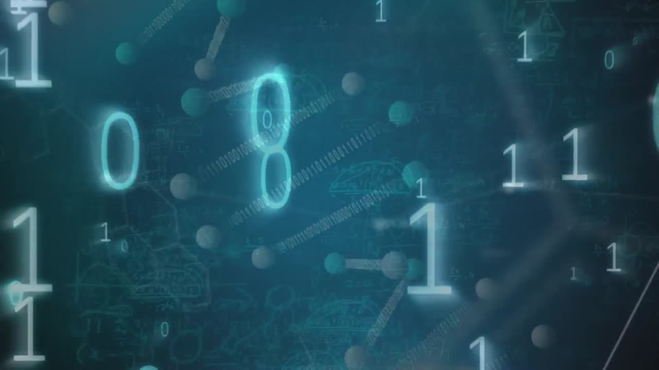 바이너리 코드, dna 및 과학 데이터의 애니메이션 초록색 배경