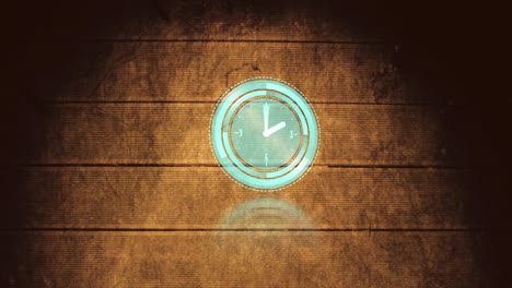 animation of blue clock over wooden wall