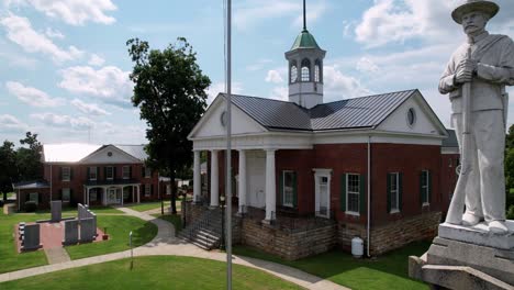 appomattox courthouse with civil war statue in appomattox virgiia