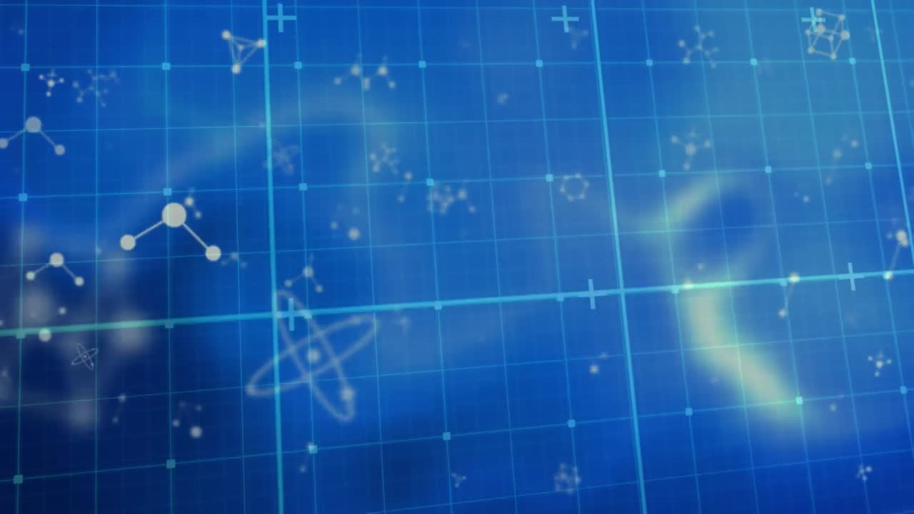 Animation of molecules on blue background