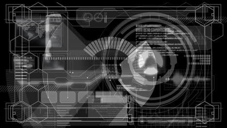 animación del procesamiento de datos sobre un fondo negro