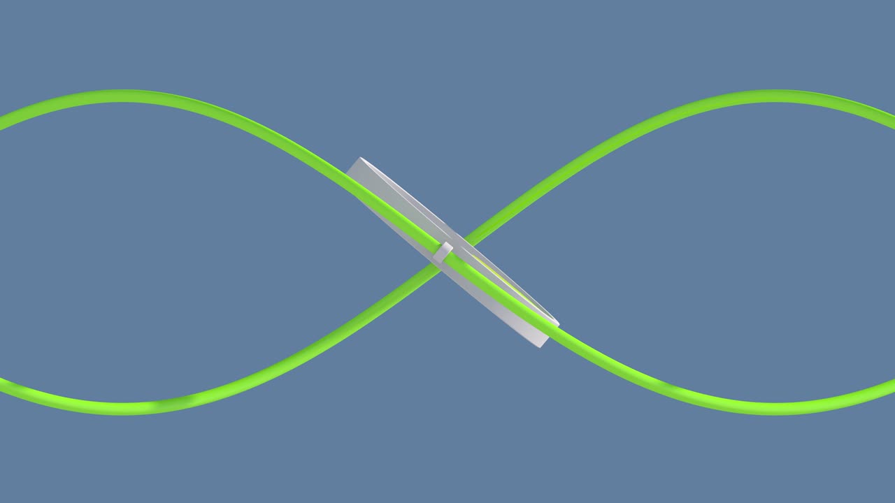 원 모양과 밝은 녹색 전선, 파란색 배경, 추상적인 일러스트레이션, 3d 렌더링