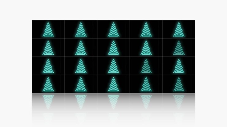 Modern neon Christmas trees pattern on black gradient
