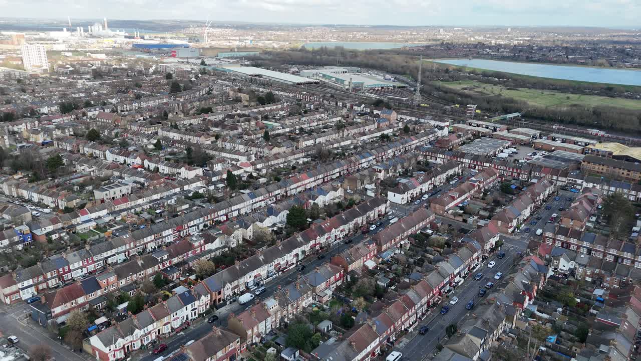 Tottenham North London UK street ,houses drone,aerial high angle