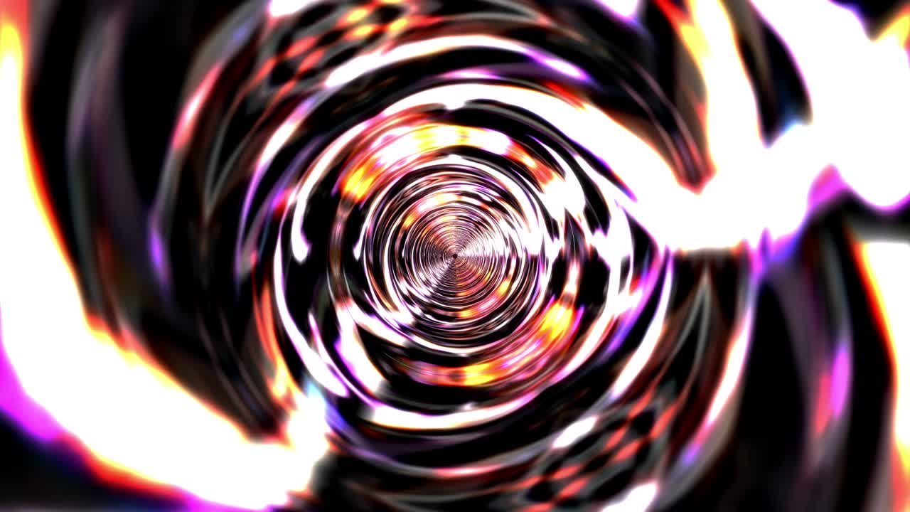 Abstract Science Fiction Energy Vortex Tunnel  Seamless Loop. Multicolored Circle Glow Light Energy Tunnel. 4K 3D Rendering Sci-Fi Animation with shiny light hypnotic psychedelic vortex circles.