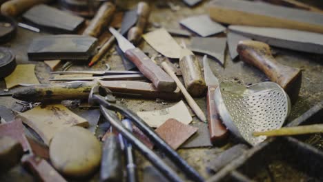 old cobbler's tools sitting on a table