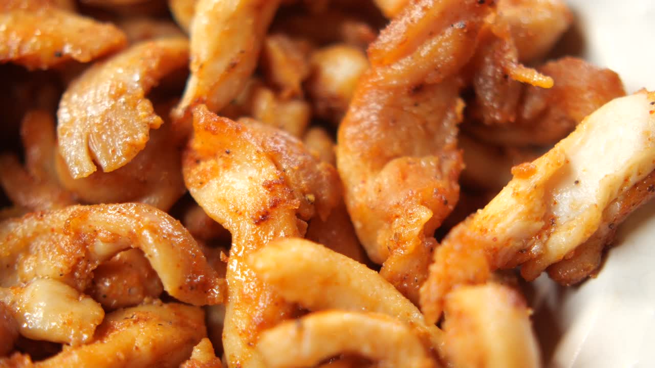 Close-up of Roasted or Grilled Chicken Strips