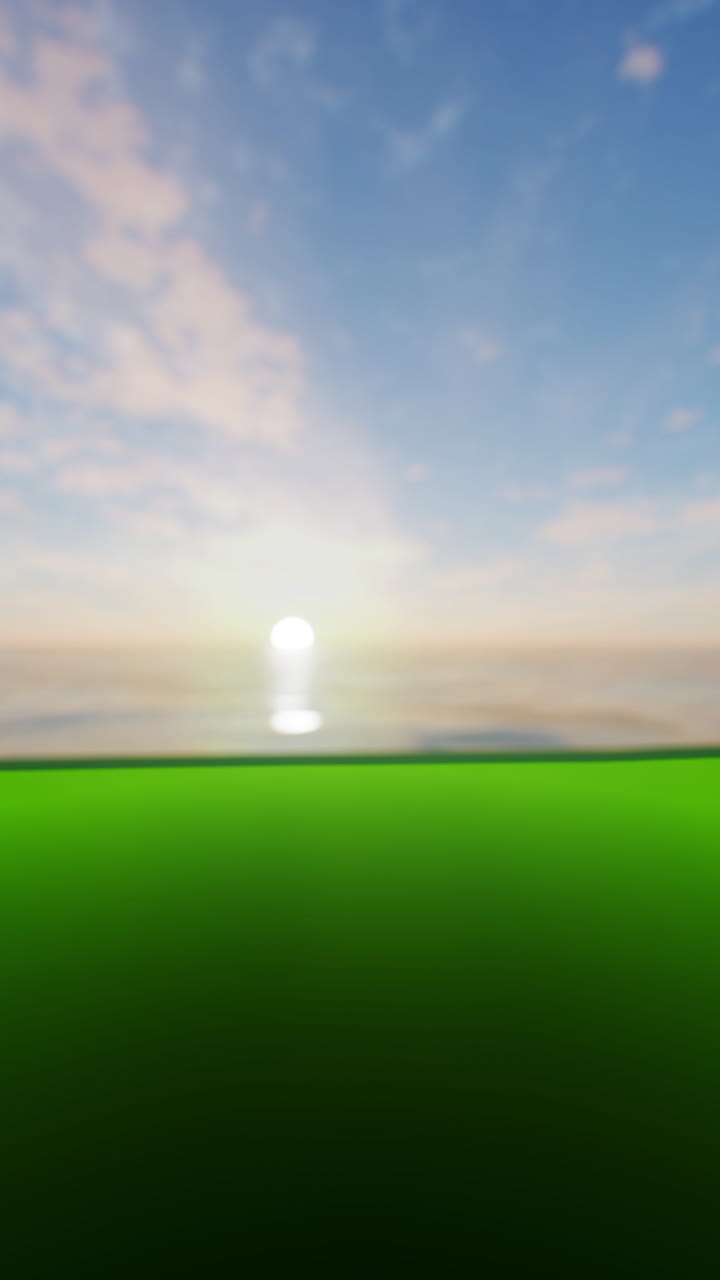 그린 필드 위에 일몰