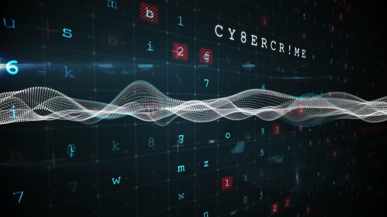 animación del procesamiento de datos y formas sobre fondo negro