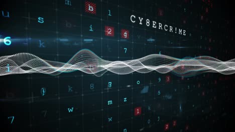 Animation of data processing and shapes on black background