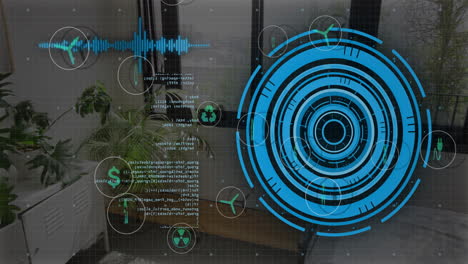 Animation-of-data-processing-and-scope-scanning-over-room