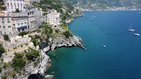 the castle located in the amalfi coast in amalfi surrounded by the mediterranean sea