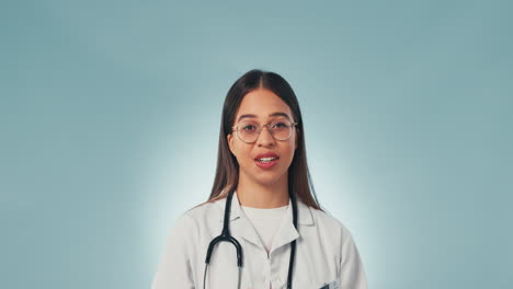 Portrait,-studio-and-woman-doctor-with-choice